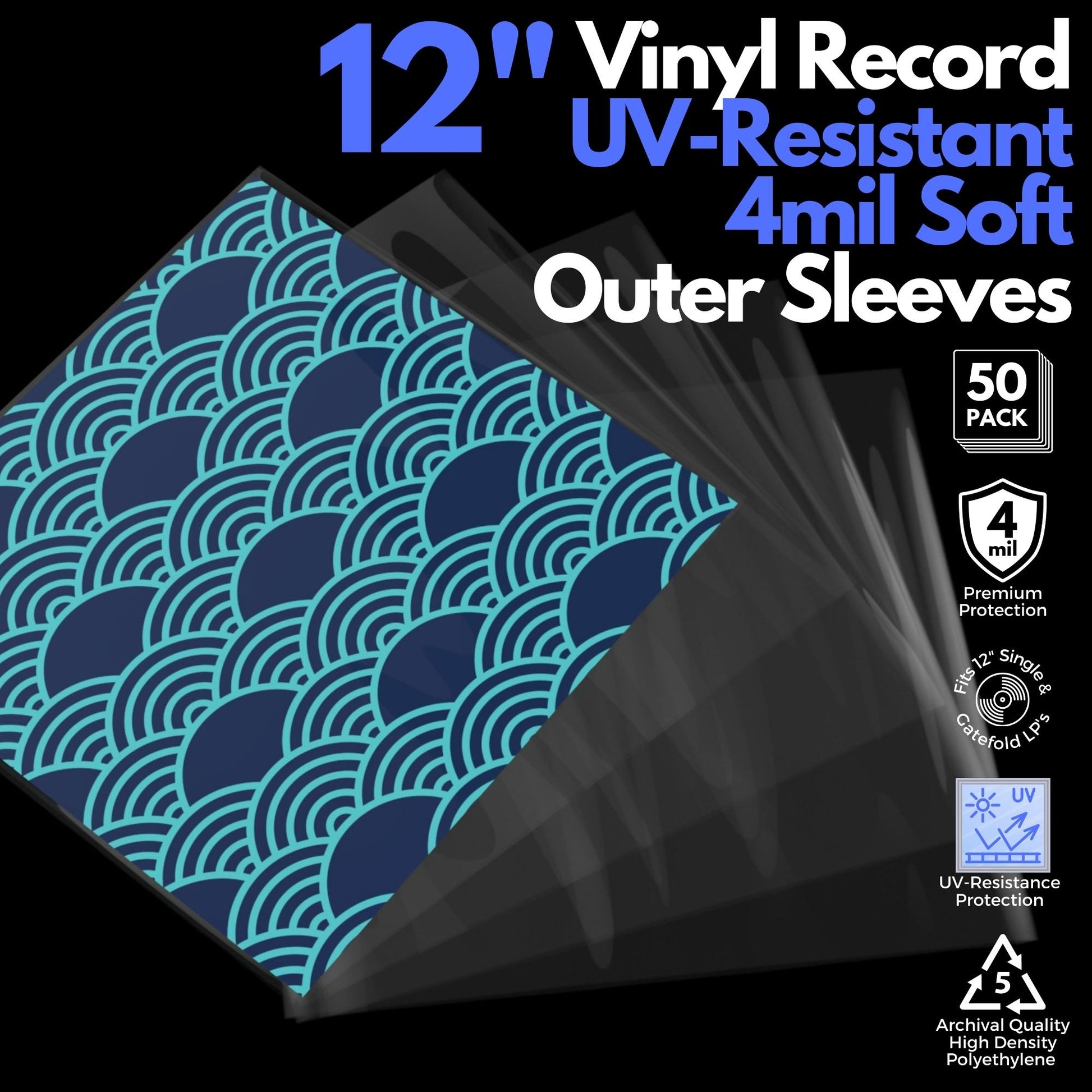 Vinyl Record Protector Sleeves (50 Pack) Outer