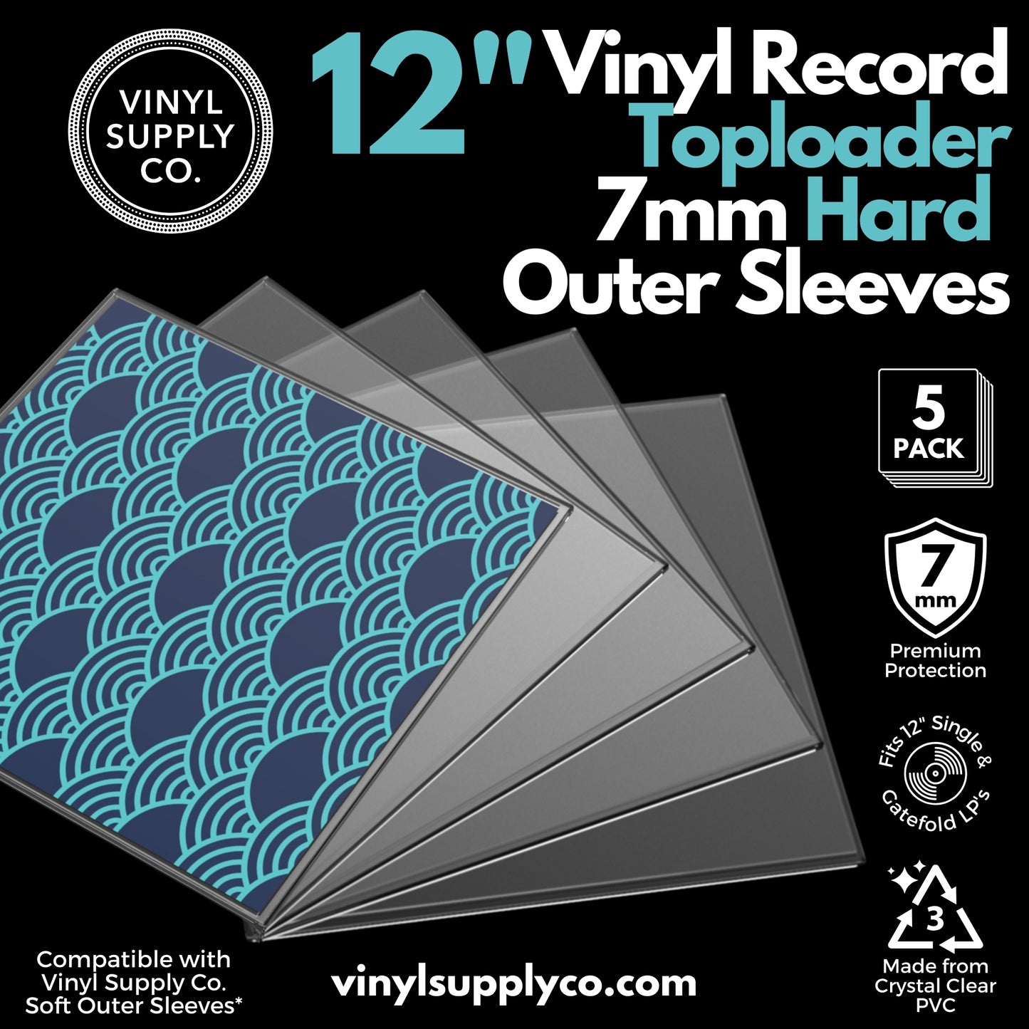 Vinyl Record Toploader 7mm Hard Outer Sleeves